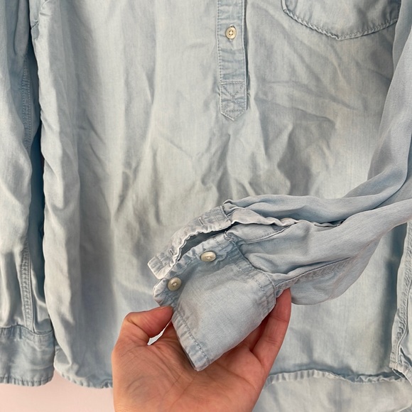 Blue half Button Up - Picture 4 of 7